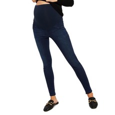 [ 855427 ] 모더니티 마터니티 여성용 플러스 사이즈 슈퍼 스트레치 시크릿 핏 오버 더 벨리 스키니 발목 길이 청바지 다크 워시