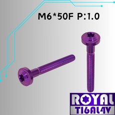 ROYAL 鈦合金螺絲 M6*50F P:1.0 飛碟頭螺絲 64鈦 皇家紫, 1個