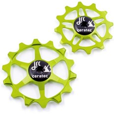 JRC Components 세라믹 풀리 휠 자전거 MTB 뒷변속기 14T 12T 골드, 산성 녹색