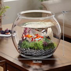 圓形魚缸亞克力一體成型生態缸桌面造景缸仿玻璃防摔金魚烏龜缸, 1個, 如圖