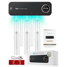 치과 의사 감수 칫솔 살균기 칫솔 살균 uv UV 살균 송풍 벽걸이 칫솔 홀더 세련된 자동 살균 편리한 시계 기능 USB 충전 살균 2단계 모델 HandyBio 블랙, 상세페이지 참조, 상세페이지 참조