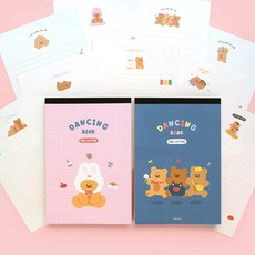 댄싱베어 패드 편지지 1종 핑크 1개