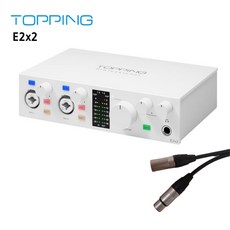 찬양랜드 Topping 국내 정품 토핑 프로 USB 오디오 인터페이스 +케이블 레코딩 보컬 녹음 방송용, WH, E2x2 +마이크 케이블