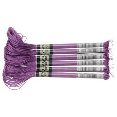 DMC 새틴 실 자수실 6묶음 25번 8m #S552 퍼플 계열 DMC1008F