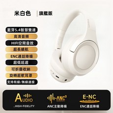 iKF King S 頭戴式無線藍牙耳機 ANC主動降噪 Hi-Res音質, 5.4旗艦版*雙重降噪【米白色】,2件起9.5折【質保3個月】