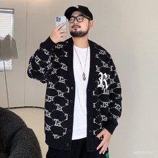 EDKV 優選大碼針織外套男大碼男裝胖子肥佬針織外套男潮流韓版帥加肥加大寬鬆開衫毛衣春秋