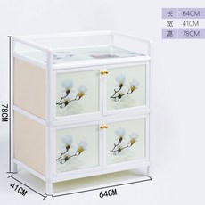 【貓嶼】碗櫃家用廚櫃簡易廚房櫃子儲物櫃鋁閤金餐邊櫃小櫥櫃竈臺櫃收納櫃, 蘭花四門64面寬*深43*高80---爆, 1個