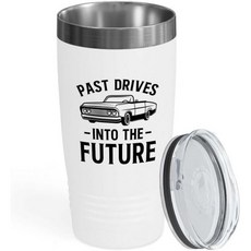 빈티지 카 화이트 에디션 텀블러 20온스 과거의 드라이브를 담다 자동차 애호가 복원 케어 및 유지보수 수집가 열정가, Time-honored White