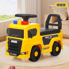 DIU 兒童滑行車男女寶寶消防車滑滑扭扭車1-3歲寶寶玩具車可坐人警車, 1個, 1cm, 檸檬黃+音樂燈光:如圖