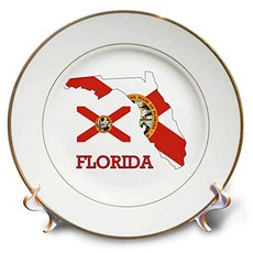 3dRose Image of Florida Exotic State Outline And Flag With Name - Porcelain Plate 8-inch (cp_24515, 1개