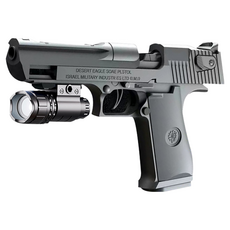 沙漠之鷹軟彈槍 機械連發拋殼玩具, 1個, 黑 戰術槍燈版 沙漠之鷹軟彈槍 槍燈