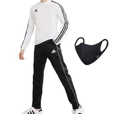adidas 愛迪達 EST CORE 長袖長褲訓練套裝+時尚口罩