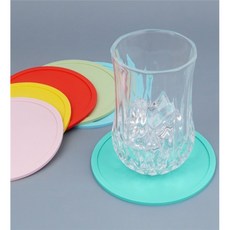 헤븐컴스 원형 컵받침 실리콘 예쁜컵받침대칼라, 핑크