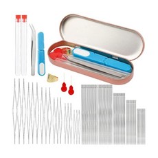 큰 눈 바늘 금속 골무 바늘 실을 포함한 팔찌 주얼리 제작과 호환되는 비딩 바늘 및 도구 세트, Style 1