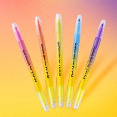 더블에이 사무 문구 퀵드라이 트윈 듀얼 하이라이터 형광펜, 듀얼형광펜 브라이트옐로우 마일드오렌지
