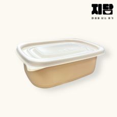 지담 일회용 사각 죽용기 800ml 베이지 포장 배달용기, 1개, 50세트