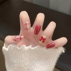 수제 프랑스식 고양이 눈 네일 팁 일상 통근 데이트 휴가에 필수 아이템, 1개, 레드벨벳,S사이즈,10P
