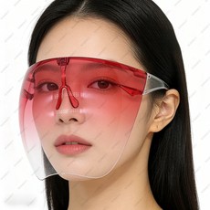 gouwa-989 방진 기름 연기 방지 바람 보호 투명 풀페이스 페이스 실드 커버, 레드, 1개