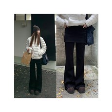 하이웨스트 기모 부츠컷 팬츠 여성용 겨울 밴딩 롱바지