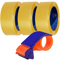 우신테이프 투명 OPP 박스테이프 낱개 경포장 50M 3개 + 커터기, 1세트