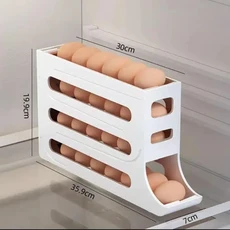 냉장고 계란 보관함 롤링 키친 컨테이너 랙 가정용 대용량 정리함 홀더, 03 White