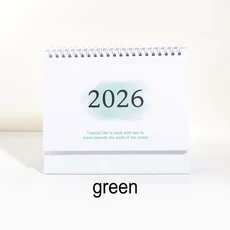 새로운 2026년 데스크 스파이럴 캘린더 시간 관리를 위한 월간/일간 플래너 사무실/가정용 탁상 캘린더 심, 1개, 02 Green 2026