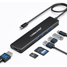 USB C HDMI 2-in-1 확장 변환 어댑터 Mac OS에서 3개 화면 지원 Lemorele CA 포트 확장형 1080P 60Hz 타입 허브 듀얼 디스플레이포트, USB C Hub 9 in 1