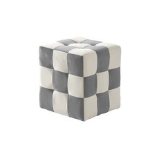 [마리베] 큐브 체크 생활발수 패브릭 사각 스툴, 그레이(222_ST)