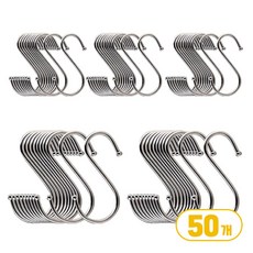 제이킨 다용도 스테인레스 S자 고리 중형, 실버, 50개