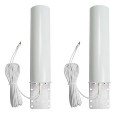 2X WiFi 안테나 4G LTE 안테나 12DBI 옴니 안테인 남성 5M 듀얼 케이블 2.4GHz 용 B315 E8372 ZTE 라우터 CRC9 MALL, CRC9 남성, 하얀색