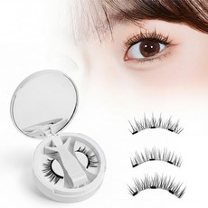 원터치 노글루 자석 속눈썹-셀프연장 인조 자연컬 마그네틱 아이미속눈썹 재사용 세트, 3개, S01