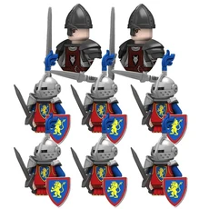 중세 전쟁 성 늑대 팩 피규어 작은 입자 빌딩 블록 슈트 소년 선물 어린이 장난감, 09 8Pcs