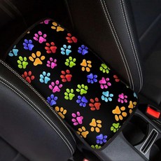 Dreaweet 다채로운 강아지 발바닥 프린트 자동 센터 콘솔 패드 자동차 팔걸이 시트 박스 커버 프로텍터 범용 핏 대부분의 차량 SUV 트럭에 적합, 버섯 잎, 1개