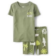 The Children's PLACE 레이스 남아용 100% 면 소매 상의와 반바지 투피스 파자마 세트 문어 255570