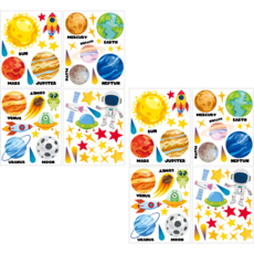 우주 행성 별 벽 유리 포인트 스티커 4장 58pcs, 혼합(S2316) 58pcs, 2세트