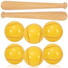 JarThenaAMCS 8피스 공기 주입식 소프트볼 세트 29.9cm(11.8인치) 비치볼 및 80.9cm(31.5인치) 공기 주입식 야구 배트 풍선 스포츠 공 여름 수영장 해