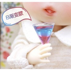 隨草憶境 （3款）迷你仿真櫻花草莓漸變雞尾酒調酒飲料高腳杯D528 食玩模型, 1個, B款