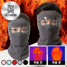 KC인증 리에라벨 페이스 풀가드 방한 마스크 고글, 딥그레이(넥가드형), 1개, 2개입
