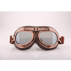 Duobi多筆-古銅色咖啡皮革哈雷折角風鏡摩托車騎行護目鏡防風眼鏡飛機員風鏡 SWZ6, 鍍銀片, 1個