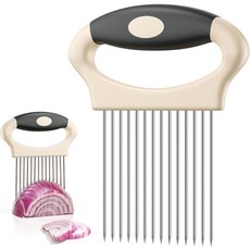 대형 양파 슬라이서 홀더 슬라이스용 스테인리스 스틸 감자 아보카도 및 고기 14개의 날카로운 가지가 있는 커터 야채 초퍼 도구 과일 준비용 조리, Cream