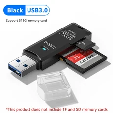 NNBILI 2 in1 USB 3.0 카드 판독기 마이크로 sd usb 어댑터 고속 TF 메모리 PC 노트북 액세서리, 01 USB3.0 Black
