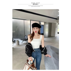 冰絲美背寬肩方領螺紋背心女帶胸墊一體杯內搭外穿無痕吊帶背心女