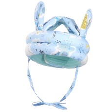 MommyWant 寶寶360度防撞帽 嬰兒學步護頭帽 防摔帽 兒童安全帽, 藍色叢林 天絲透氣款, 1個