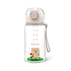 다소다 원터치 트라이탄 허그보틀 어린이 물통 스트랩세트, 1개, 400ml, 크림화이트