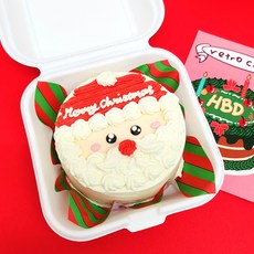 [오전 7시 이전 주문 시 당일발송] 산타 디자인 크리스마스 수제 레터링 케이크 앨리스케이크 주문제작 성탄절 연말 선물, 250g, 1개