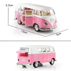 다이캐스트 폭스바겐 미니어처 자동차 합금 체중계 금속 컬렉션 모델 VW T1 버스 장난감 1/36, [01] Pink, 1개