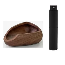 스프레이 병 세트가있는 나무 커피 콩 투약 컵 단단한 측정 분배 접시, 01 Walnut Wood-bottle