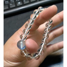 淨亮小海珠手串，天然海藍寶搭配喜瑪拉雅白水晶，10mm超淨透老料，HD影像檔呈現晶瑩質感, 1個