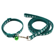 퍼플펫 반려동물 초경량 목줄 + 리드줄 세트, 초록색, 1개