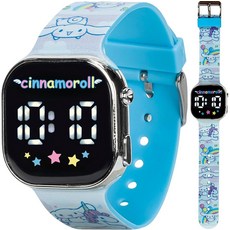Cinnamoroll 시계 - LED 디스플레이 사각형 케이스 조절 가능한 플라스틱 스트랩 수집용 틴케이스 귀여운 캐릭터를 좋아하는 소녀에게 적합